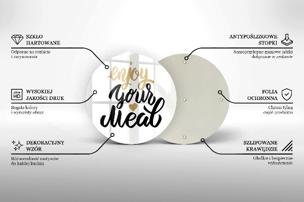 Glas Ceranfeldabdeckung Aufschrift Enjoy your meal