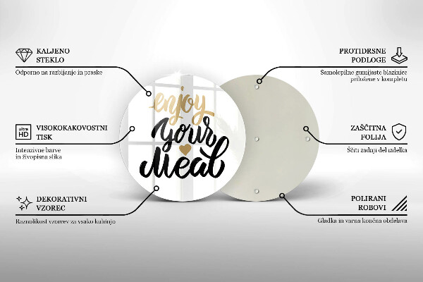 Glas Ceranfeldabdeckung Aufschrift Enjoy your meal