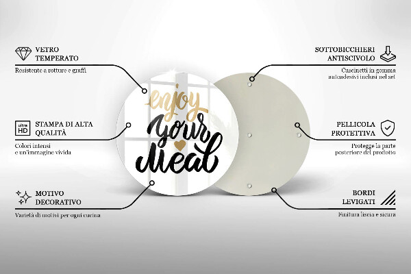 Glas Ceranfeldabdeckung Aufschrift Enjoy your meal