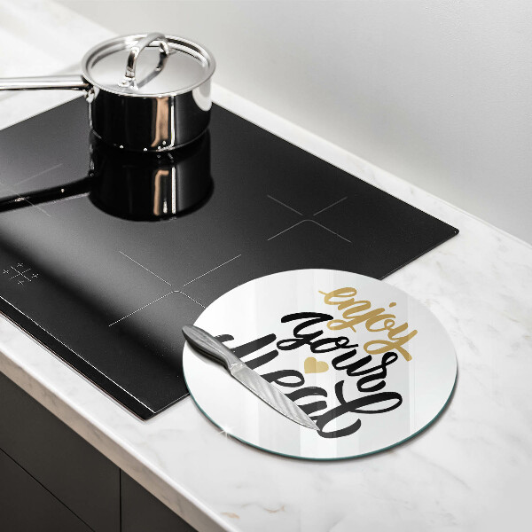 Glas Ceranfeldabdeckung Aufschrift Enjoy your meal