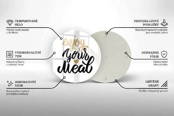 Glas Ceranfeldabdeckung Aufschrift Enjoy your meal