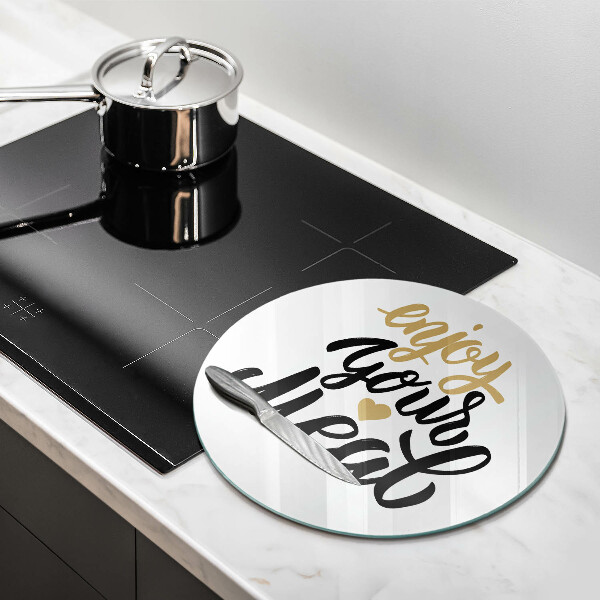 Glas Ceranfeldabdeckung Aufschrift Enjoy your meal