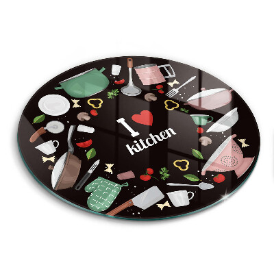 Glas Herdabdeckplatte Illustration Ich liebe Küche