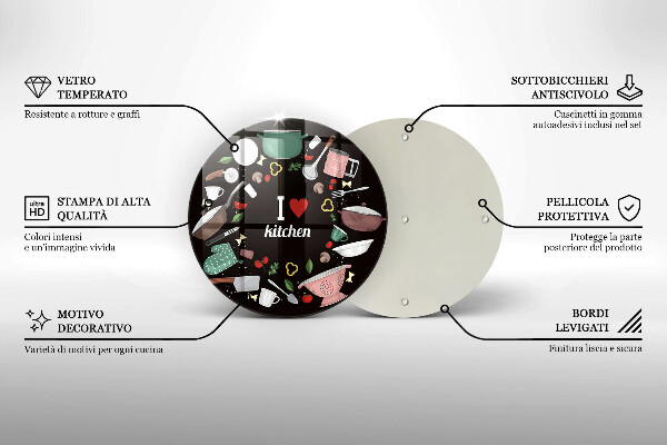 Glas Herdabdeckplatte Illustration Ich liebe Küche