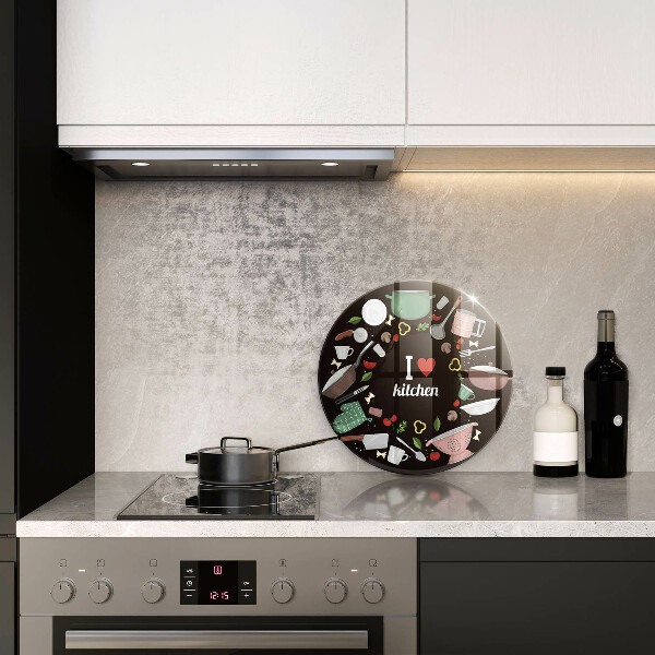 Glas Herdabdeckplatte Illustration Ich liebe Küche