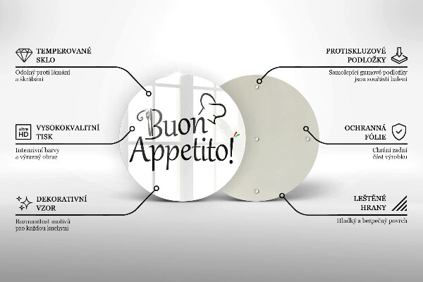 Glas Ceranfeldabdeckung Spritzschutz Buon Appetito!