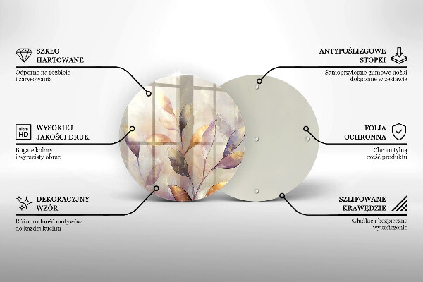 Glas Ceranfeldabdeckung Spritzschutz Bemalte Boho-Blätter
