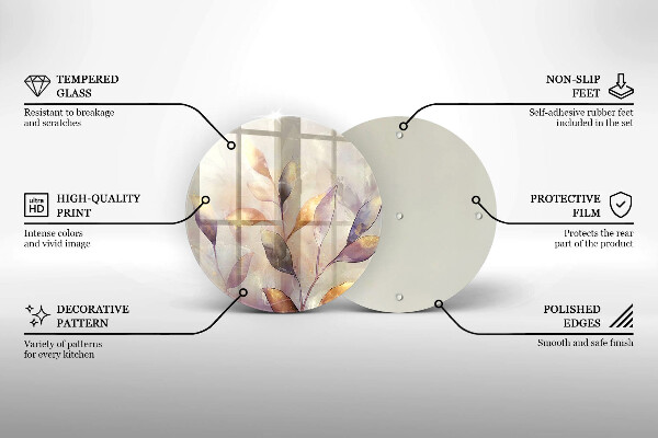 Glas Ceranfeldabdeckung Spritzschutz Bemalte Boho-Blätter