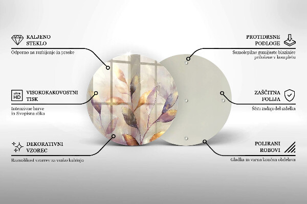 Glas Ceranfeldabdeckung Spritzschutz Bemalte Boho-Blätter