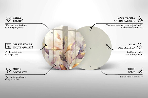 Glas Ceranfeldabdeckung Spritzschutz Bemalte Boho-Blätter