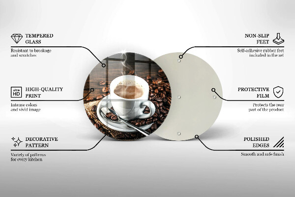 Glas Ceranfeldabdeckung Spritzschutz Tasse und Kaffeebohnen