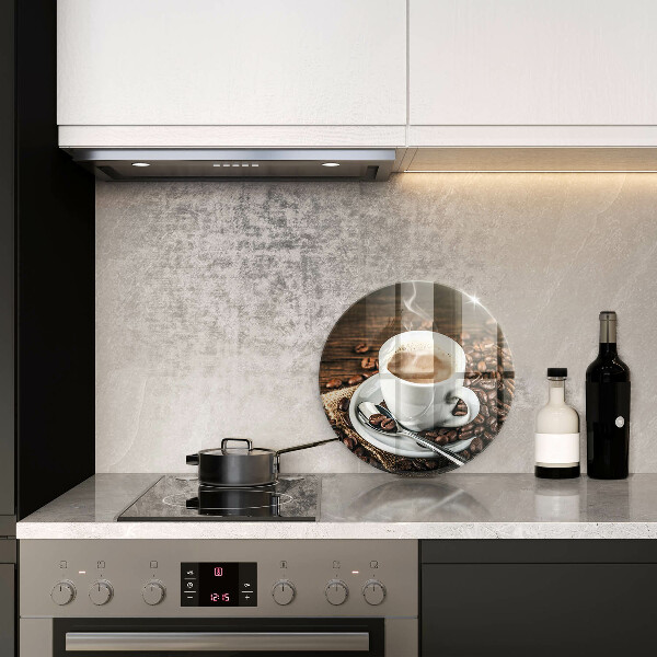 Glas Ceranfeldabdeckung Spritzschutz Tasse und Kaffeebohnen