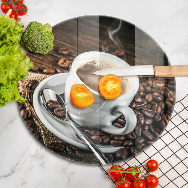 Glas Ceranfeldabdeckung Spritzschutz Tasse und Kaffeebohnen