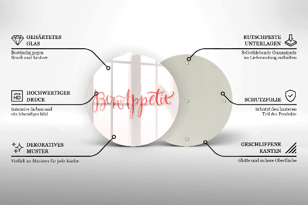 Glas Herdabdeckplatte Bon Appetit Küchenschild
