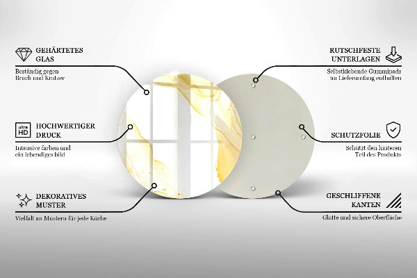 Glas Herdabdeckplatte Goldene Abstraktion