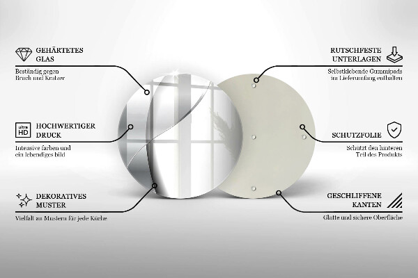 Glas Herdabdeckplatte Abstraktion aus silbernem Metall