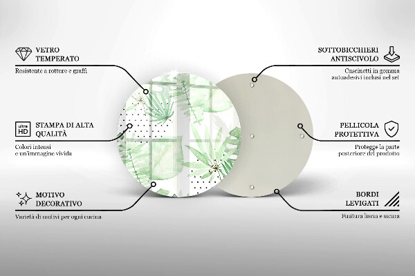 Glas Herdabdeckplatte Aquarellblätter