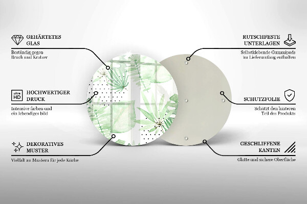 Glas Herdabdeckplatte Aquarellblätter