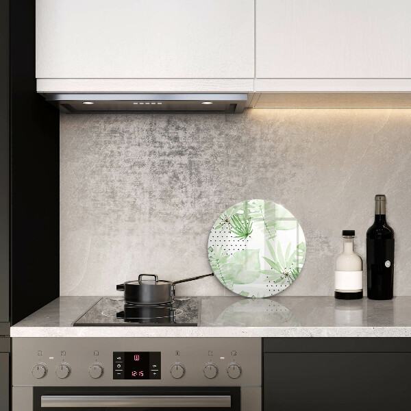 Glas Herdabdeckplatte Aquarellblätter