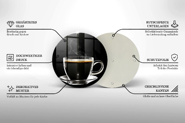 Glas Herdabdeckplatte Ein Glas heißer Kaffee