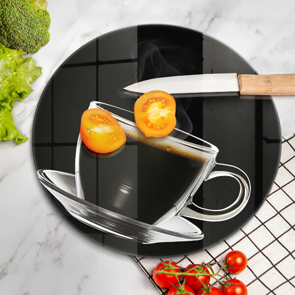 Glas Herdabdeckplatte Ein Glas heißer Kaffee
