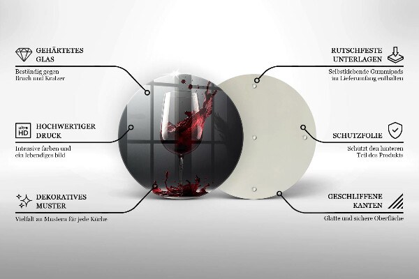 Glas Herdabdeckplatte Rotwein im Glas