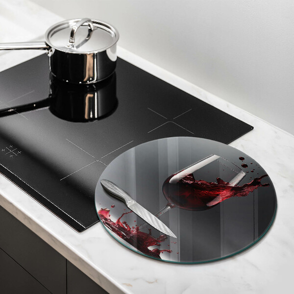 Glas Herdabdeckplatte Rotwein im Glas