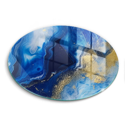 Glas Herdabdeckplatte Blauer Marmor und Gold