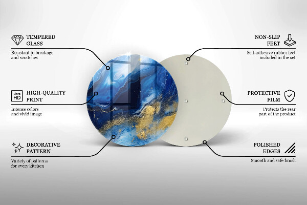 Glas Herdabdeckplatte Blauer Marmor und Gold