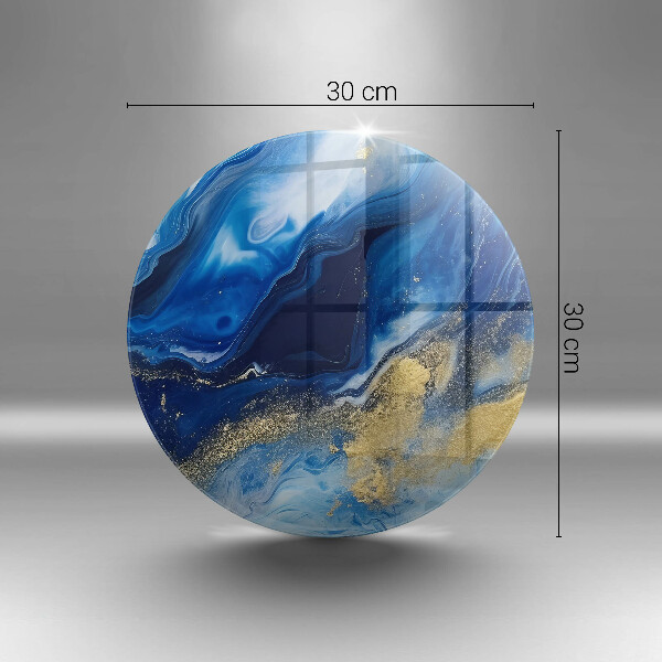 Glas Herdabdeckplatte Blauer Marmor und Gold