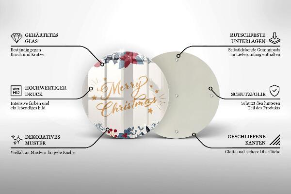 Glas Herdabdeckplatte Merry Christmas