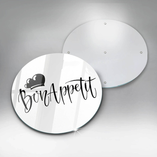 Glas Herdabdeckplatte Inschrift Bon Appetit