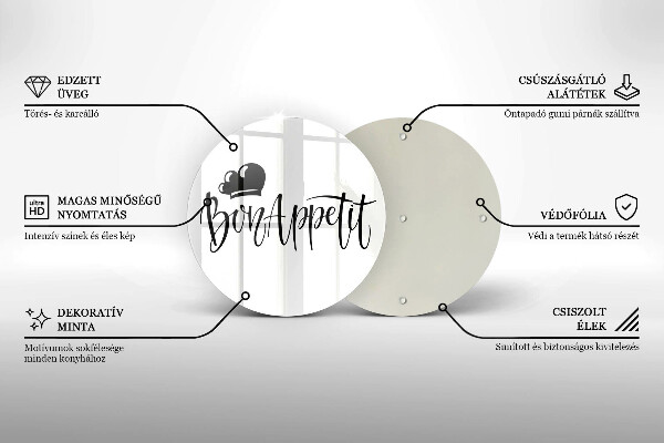 Glas Herdabdeckplatte Inschrift Bon Appetit