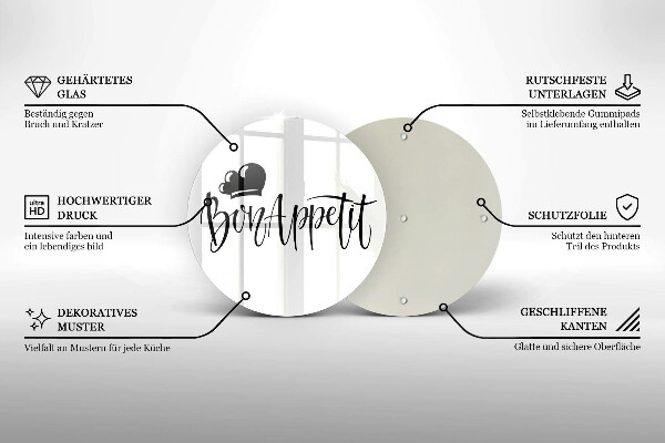 Glas Herdabdeckplatte Inschrift Bon Appetit