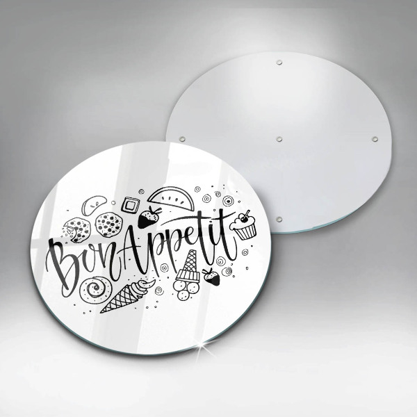 Glas Herdabdeckplatte Inschrift Bon Appetit