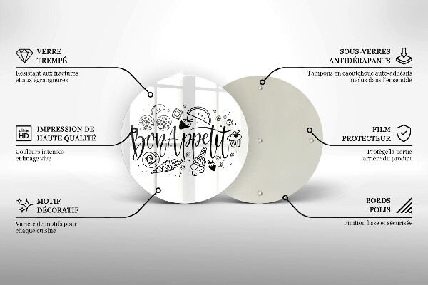 Glas Herdabdeckplatte Inschrift Bon Appetit