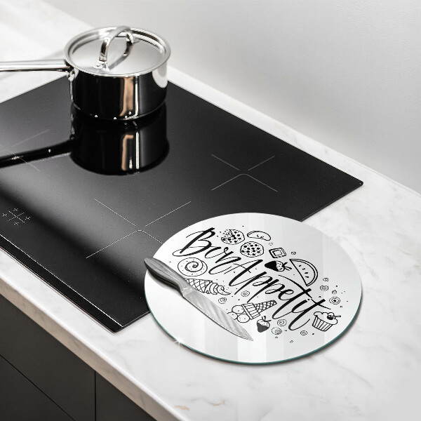 Glas Herdabdeckplatte Inschrift Bon Appetit