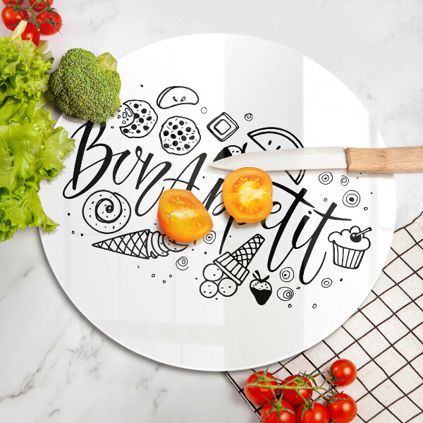 Glas Herdabdeckplatte Inschrift Bon Appetit