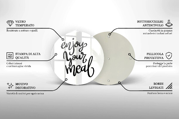 Glas Herdabdeckplatte Enjoy your meal