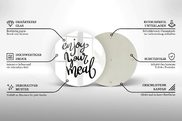 Glas Herdabdeckplatte Enjoy your meal