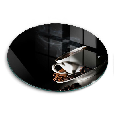 Glas Herdabdeckplatte Eine Tasse heißen Kaffee