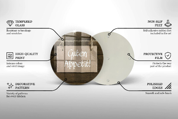 Glas Herdabdeckplatte Inschrift Guten Apetit auf Tafeln