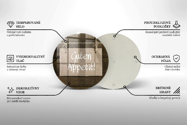 Glas Herdabdeckplatte Inschrift Guten Apetit auf Tafeln