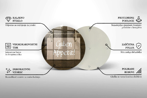 Glas Herdabdeckplatte Inschrift Guten Apetit auf Tafeln