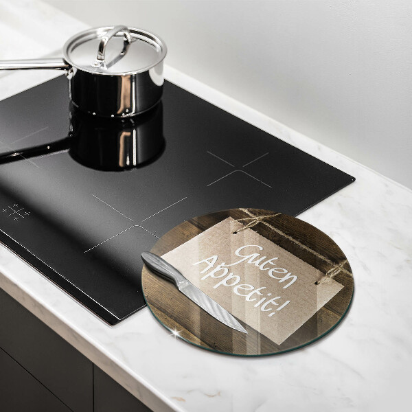 Glas Herdabdeckplatte Inschrift Guten Apetit auf Tafeln