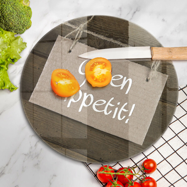 Glas Herdabdeckplatte Inschrift Guten Apetit auf Tafeln