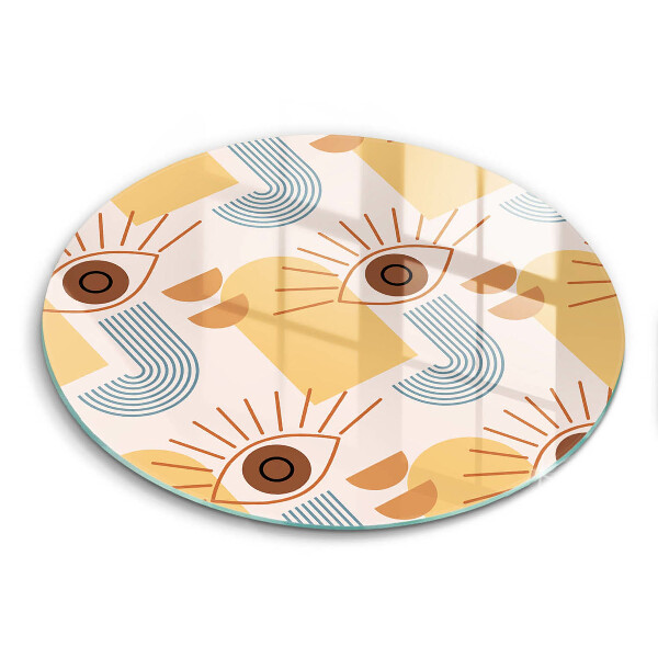 Glas Herdabdeckplatte Boho-Augenmuster