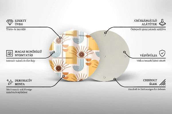 Glas Herdabdeckplatte Boho-Augenmuster