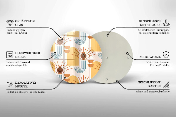 Glas Herdabdeckplatte Boho-Augenmuster