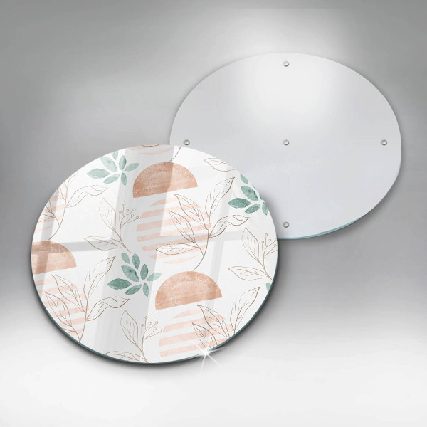 Glas Herdabdeckplatte Boho-Blättermuster